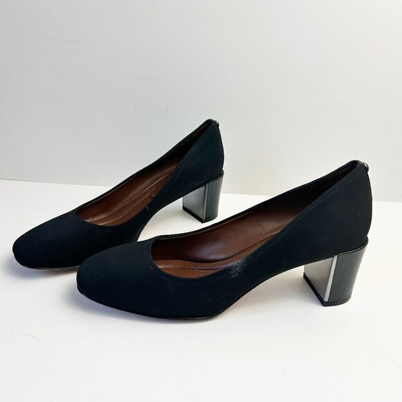 Donald J Pliner Shoes 7.5 Black Corin Pumps Suede Dressy Heels Classic